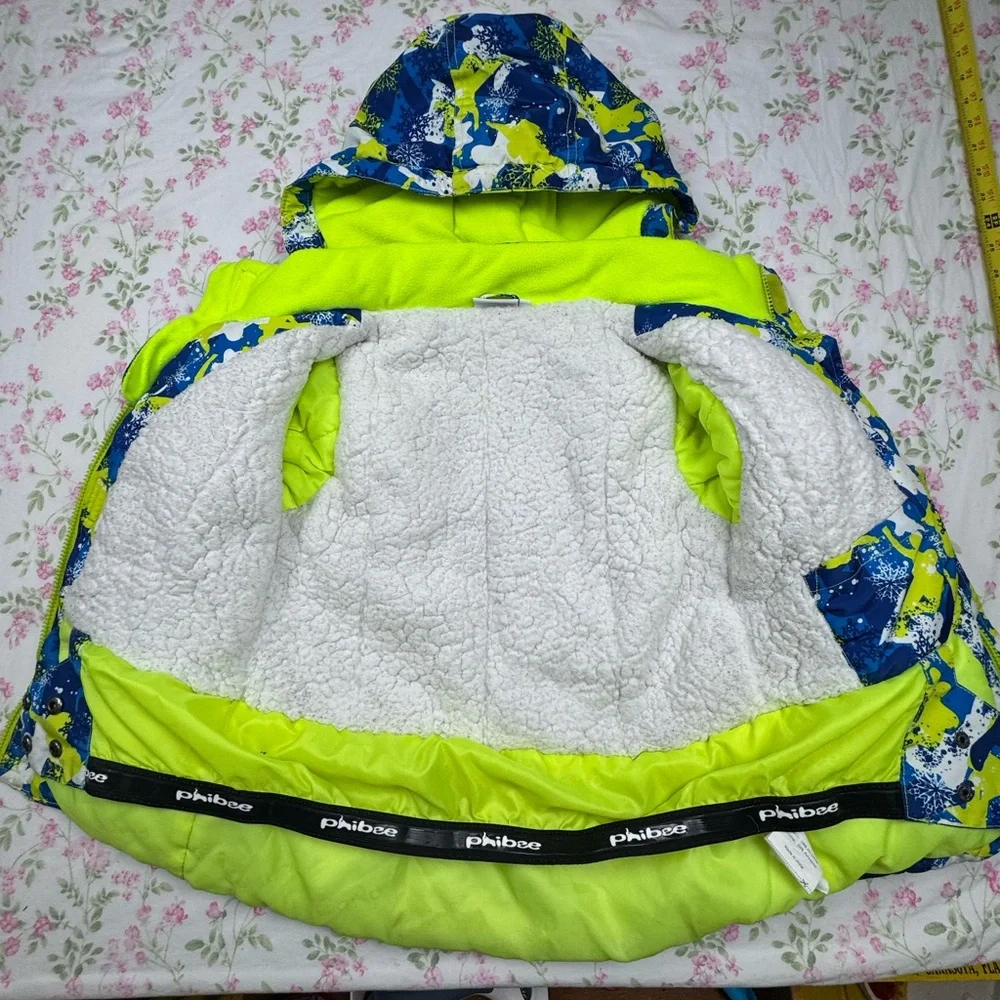 Phibee Big Boy's Waterproof Breathable Snowboard Ski Jacket blue yellow white